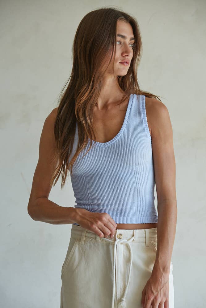 Seamless Knit Ribbed V-Neck Tank