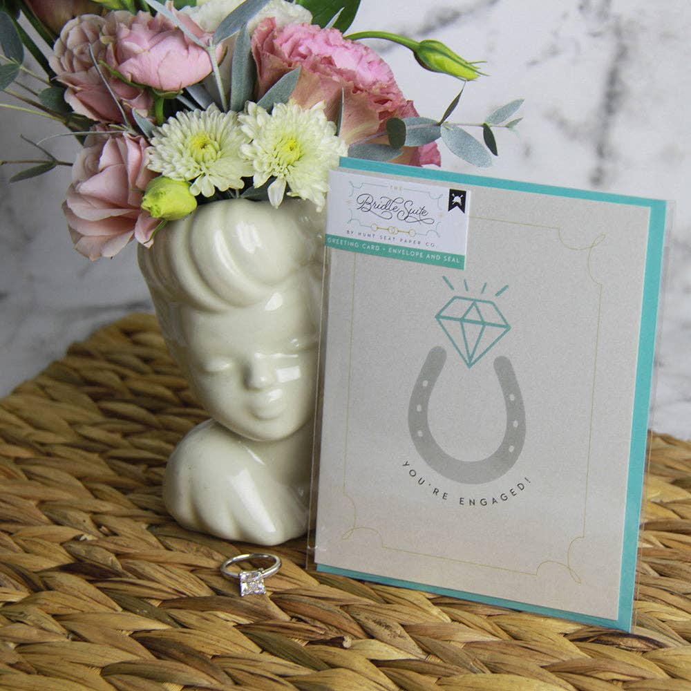 You're Engaged Equestrian Wedding Engagement - Greeting Card