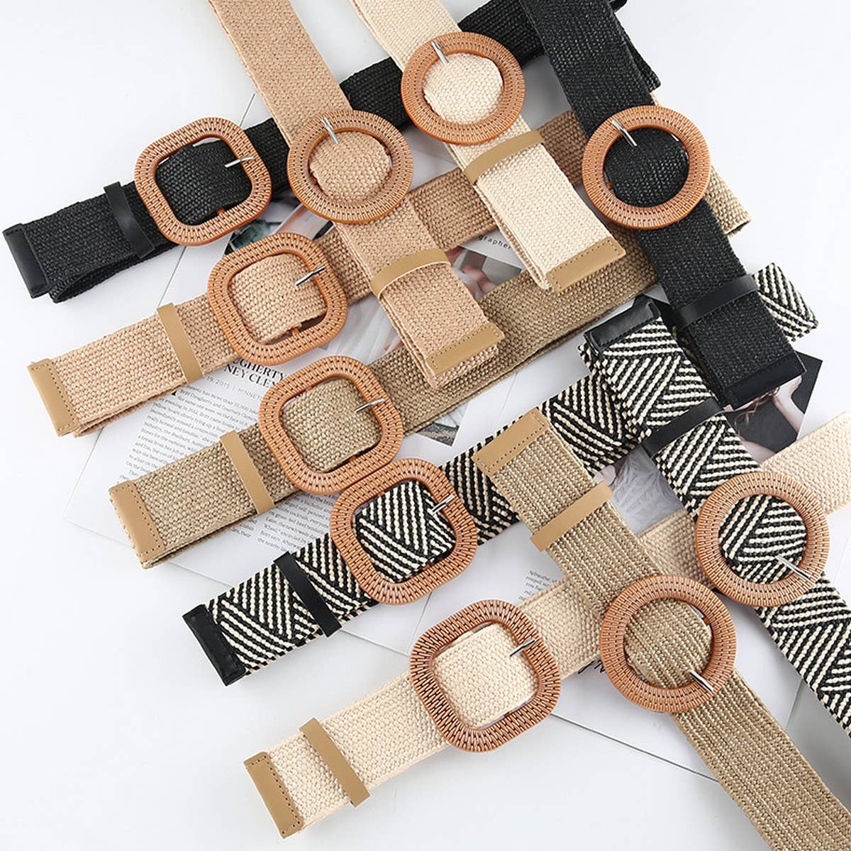 BRAIDED ROUND BUCKLE BELTS - O/S