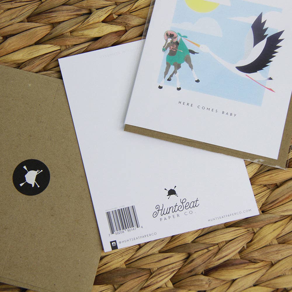 Here Comes Baby Equestrian Baby Shower - Greeting Card