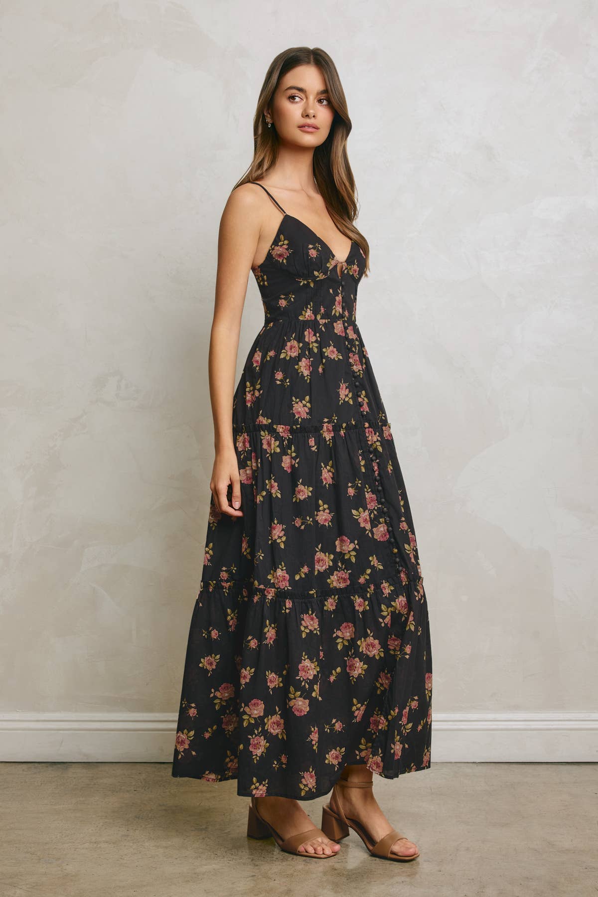 Floral Corset Tiered Maxi Dress