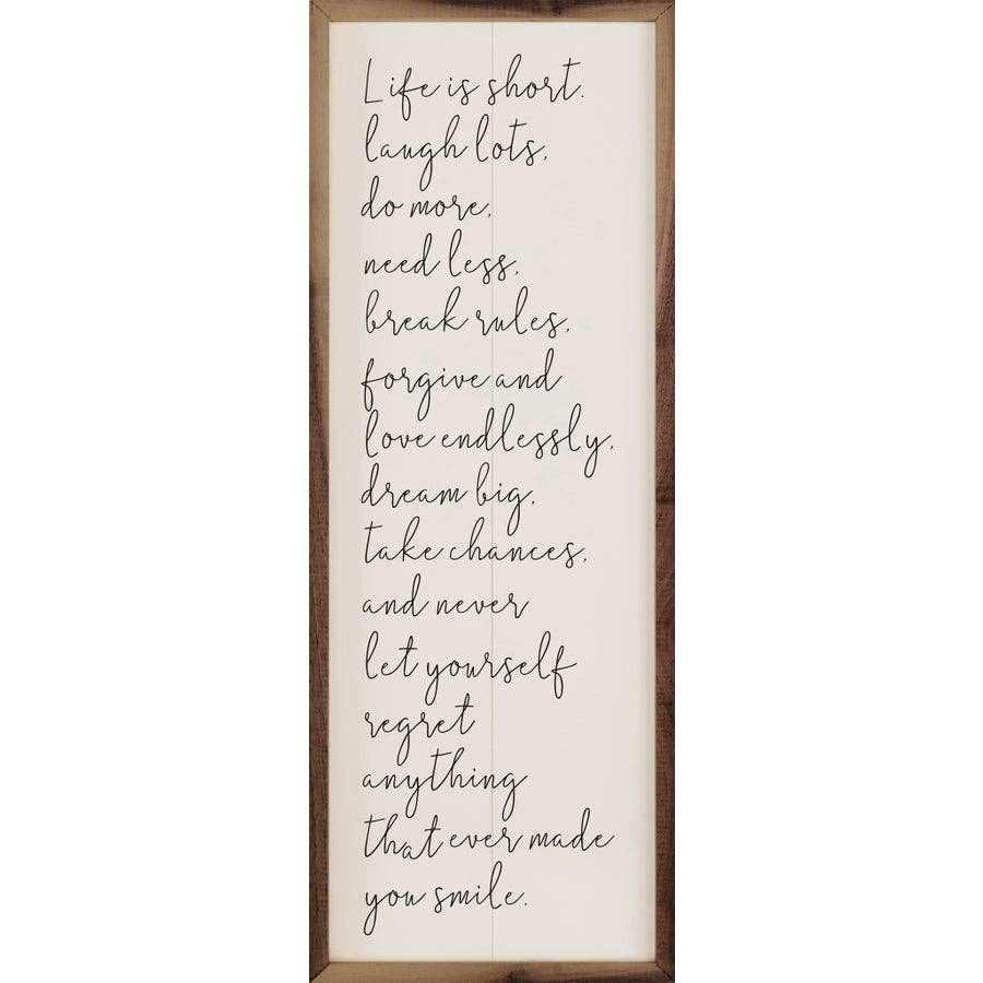 Life Is Short White - 12"x36"x1.5"