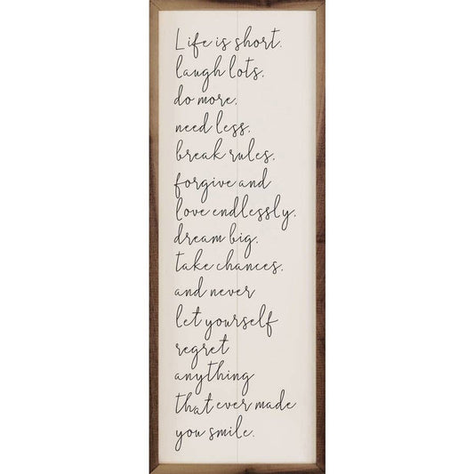 Life Is Short White - 12"x36"x1.5"