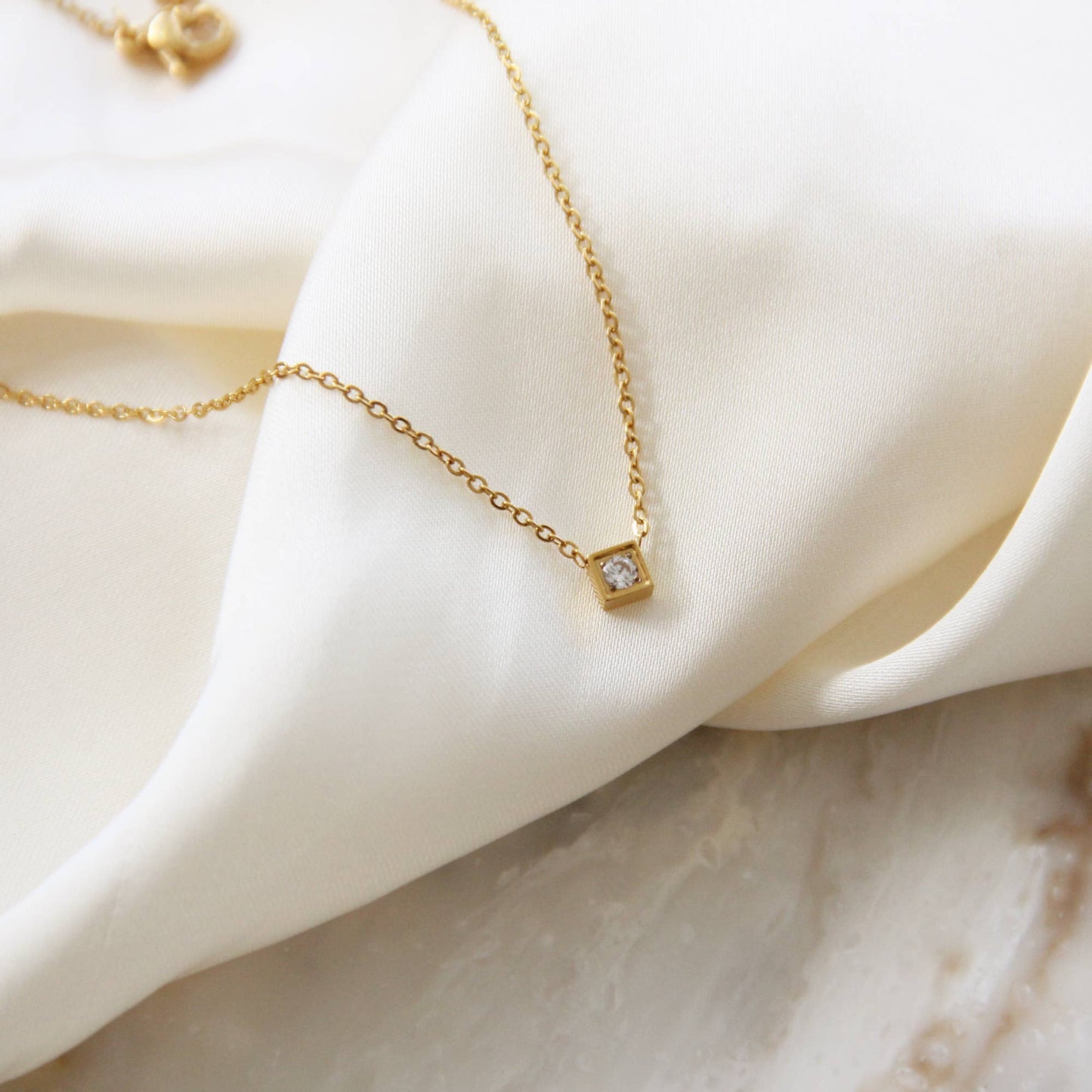 Square with Stone Necklace