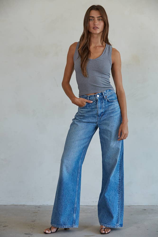 Seamless Knit Ribbed V-Neck Tank