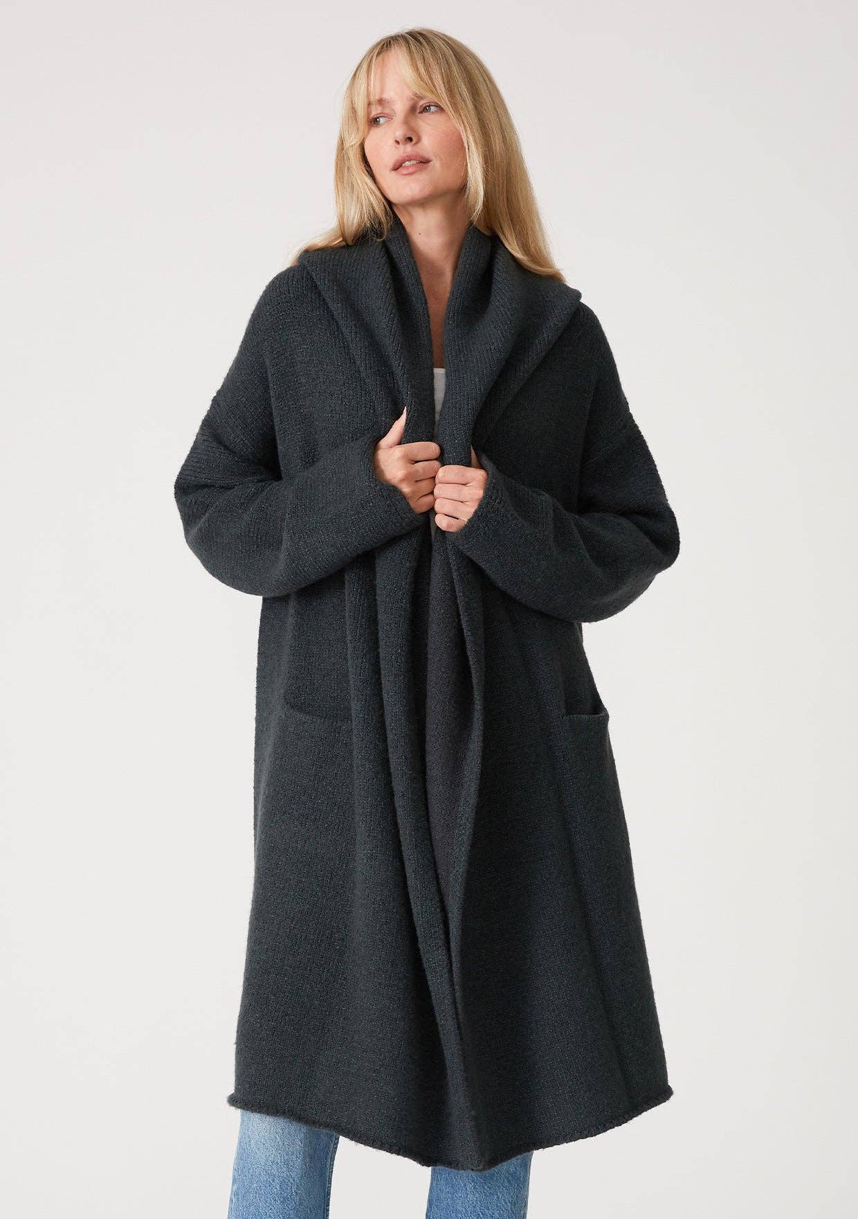Cozy Oversized Hooded Cardigan W/Pockets