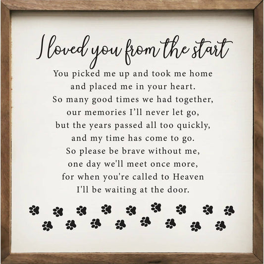 I Loved You From The Start Paws White - 8"x8"x1.5"