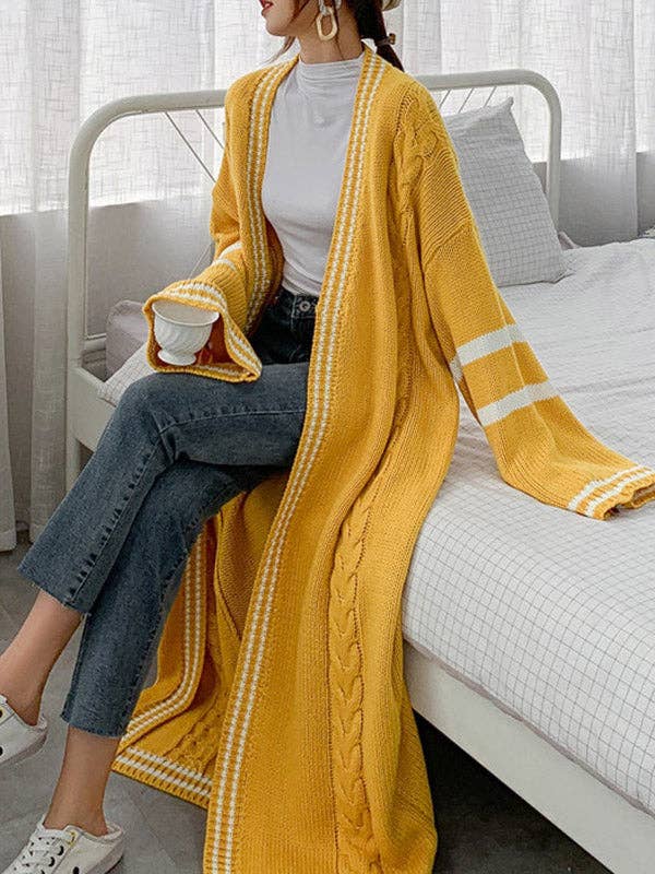 Urban Loose Contrast Color Striped Cardigan