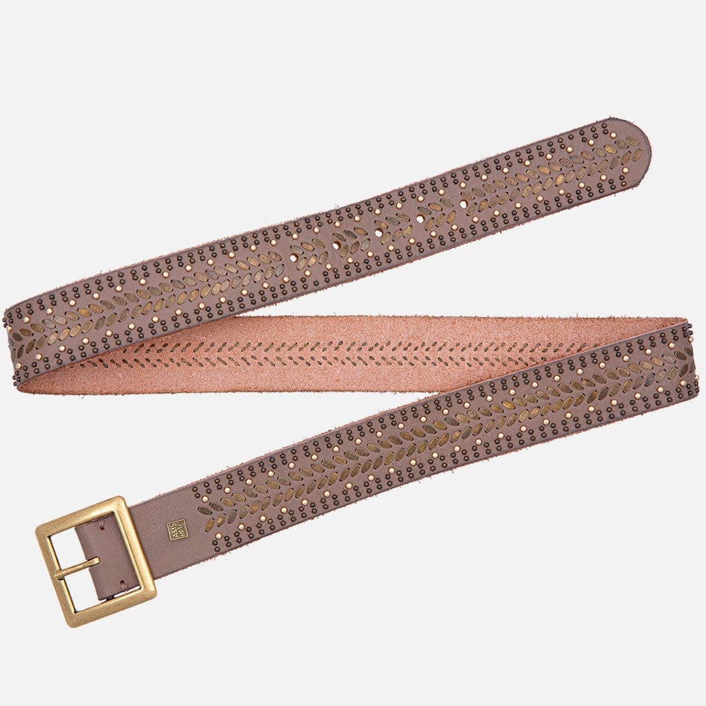 Ezra | Gold and Silver Buckle Square Studded Leather Belt