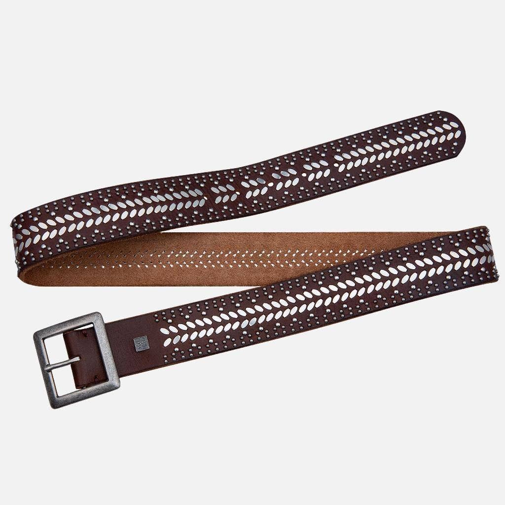 Ezra | Gold and Silver Buckle Square Studded Leather Belt