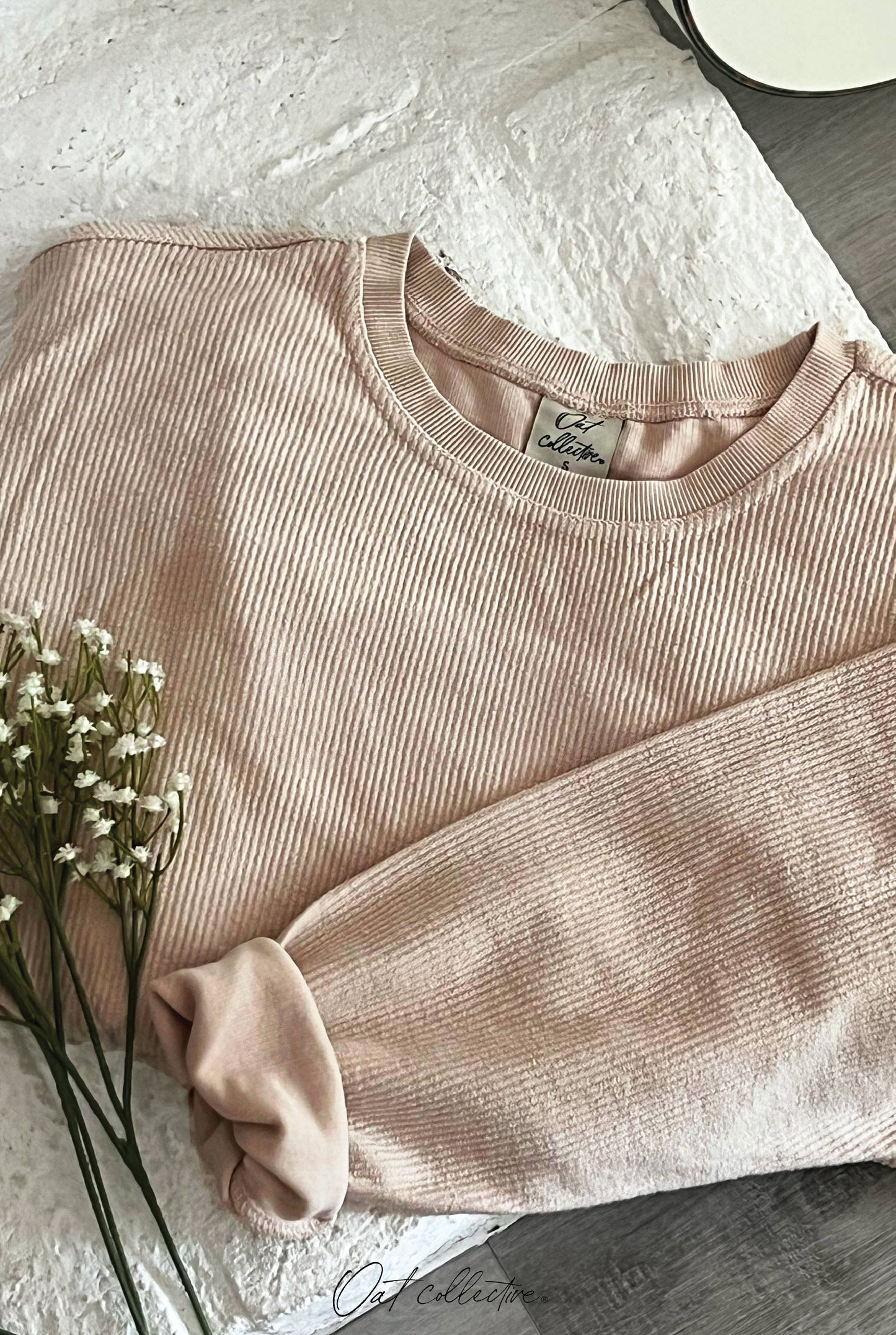 Cropped Thermal Vintage Pullover Latte