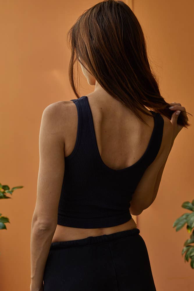 Seamless U/V Neck Sleeveless Reversible Tank