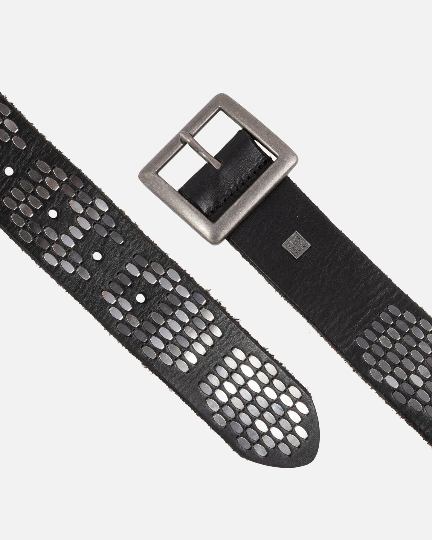 Gaia | Gold and Silver Square Buckle Stud Leather Belt Women